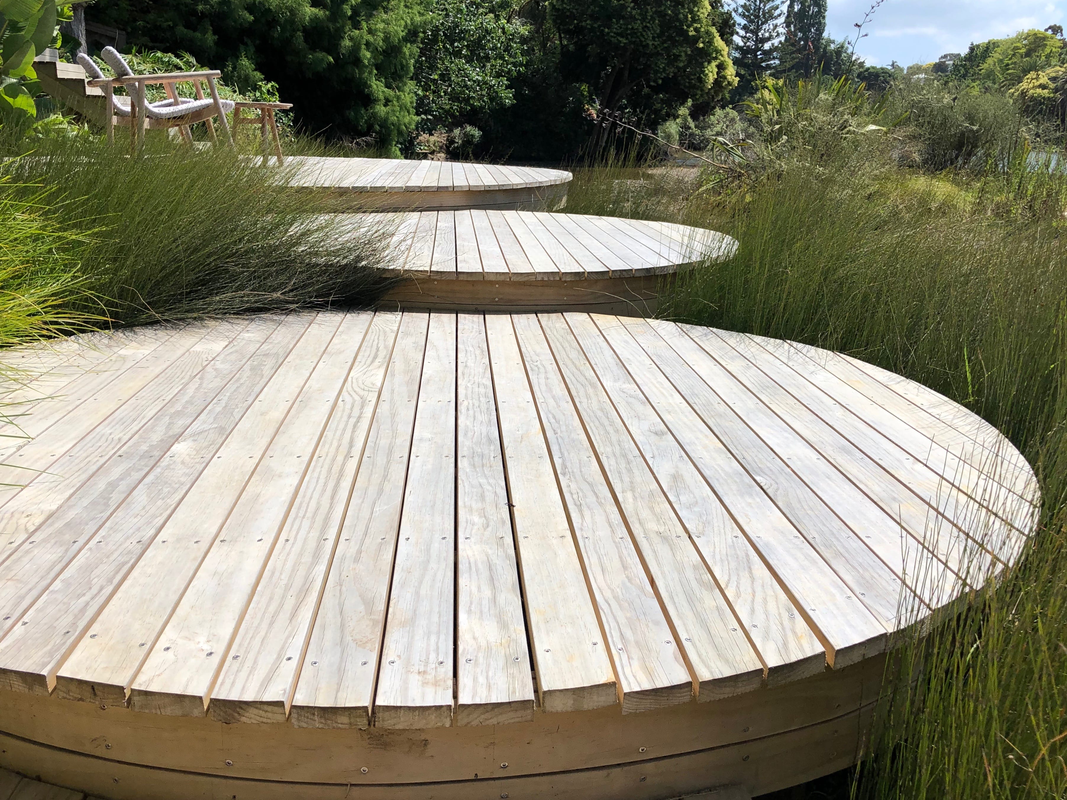 Floating decking platforms, Auckland Landscape design, Kirsten Sach Landscapes