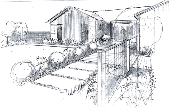 Entry garden landscape sketch Concept garden sketch Kirsten Sach landscapes