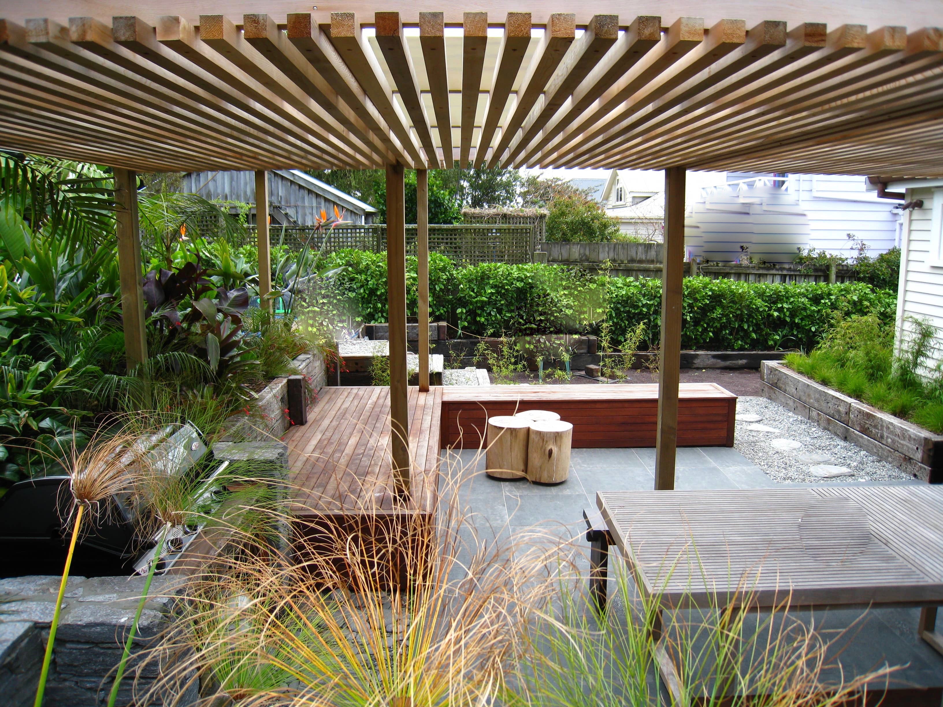 Cedar pergola, Auckland garden design